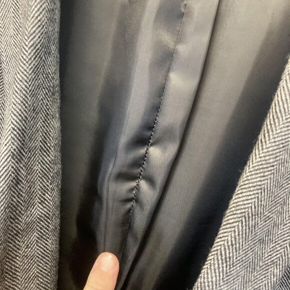 Botany 500 Herringbone 100% Lambswool Blazer Mens 48R Gray Sport Coat Jacket - Picture 8 of 16